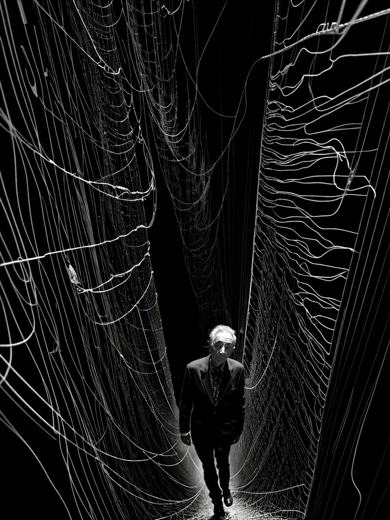 00002-hyperRealism_20-1857-Clyfford Still style mysterious figure emerges from the shadows in a tangled mess of iridescent wires and glowing mesh, torogao.png